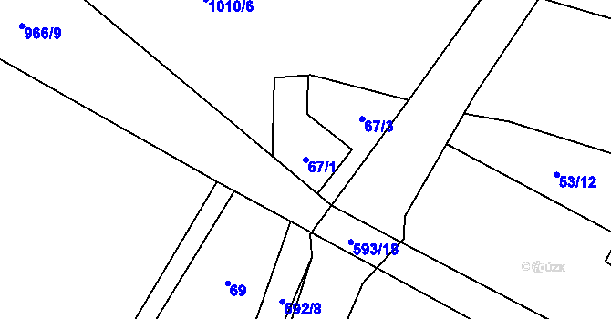 Parcela st. 67/1 v KÚ Libčeves, Katastrální mapa
