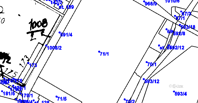 Parcela st. 71/1 v KÚ Libčeves, Katastrální mapa