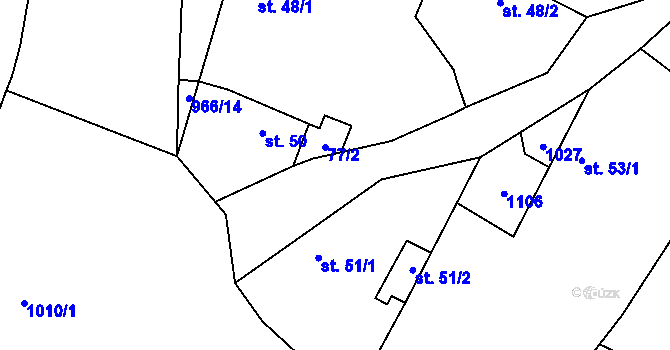 Parcela st. 77/1 v KÚ Libčeves, Katastrální mapa