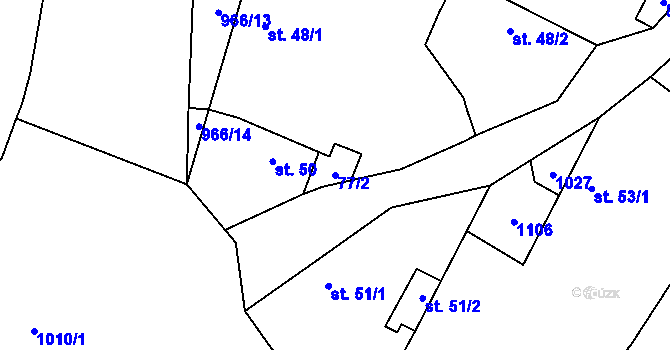 Parcela st. 77/2 v KÚ Libčeves, Katastrální mapa