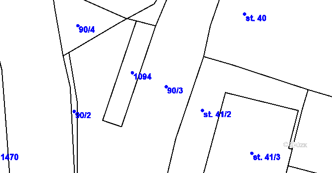 Parcela st. 90/3 v KÚ Libčeves, Katastrální mapa