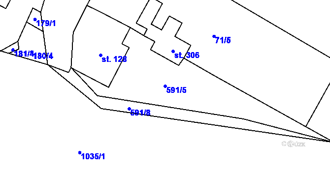 Parcela st. 591/5 v KÚ Libčeves, Katastrální mapa