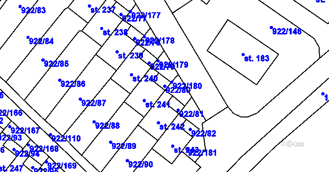 Parcela st. 922/80 v KÚ Libčeves, Katastrální mapa