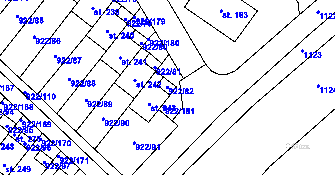 Parcela st. 922/82 v KÚ Libčeves, Katastrální mapa