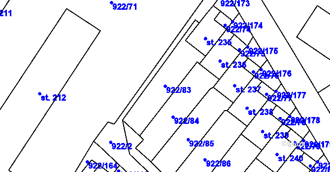 Parcela st. 922/83 v KÚ Libčeves, Katastrální mapa