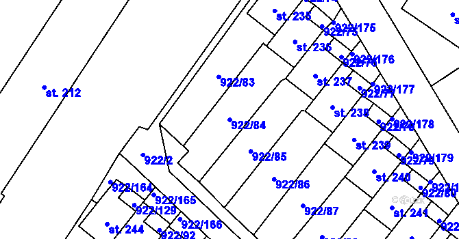 Parcela st. 922/84 v KÚ Libčeves, Katastrální mapa