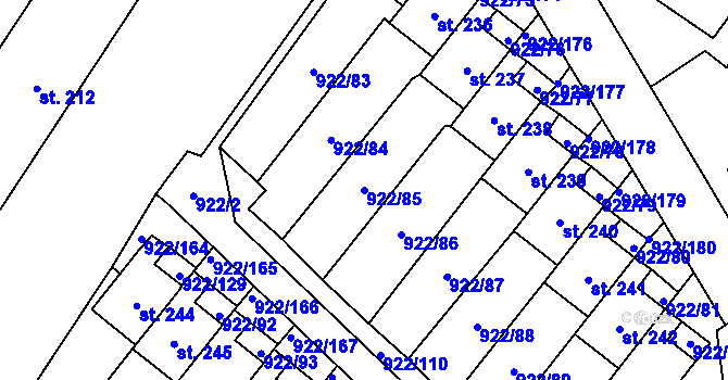 Parcela st. 922/85 v KÚ Libčeves, Katastrální mapa