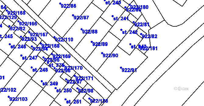 Parcela st. 922/90 v KÚ Libčeves, Katastrální mapa