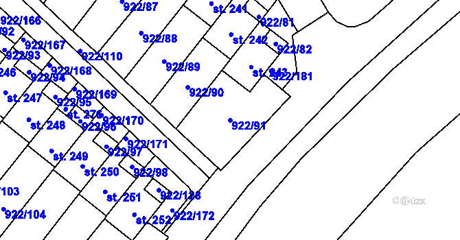 Parcela st. 922/91 v KÚ Libčeves, Katastrální mapa