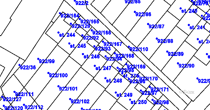 Parcela st. 922/94 v KÚ Libčeves, Katastrální mapa