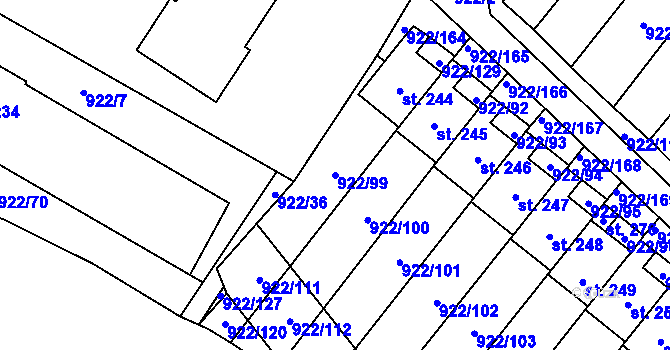 Parcela st. 922/99 v KÚ Libčeves, Katastrální mapa