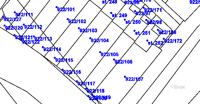 Parcela st. 922/105 v KÚ Libčeves, Katastrální mapa