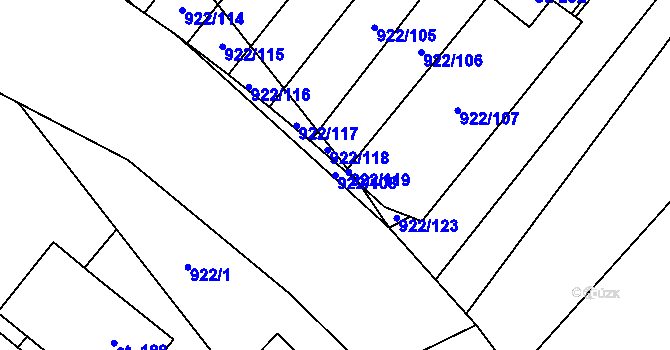 Parcela st. 922/108 v KÚ Libčeves, Katastrální mapa