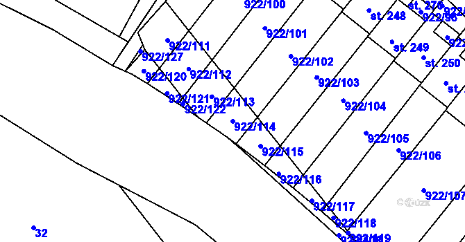 Parcela st. 922/114 v KÚ Libčeves, Katastrální mapa