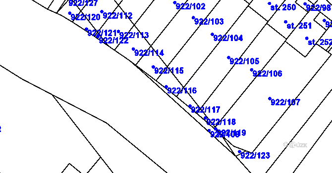 Parcela st. 922/116 v KÚ Libčeves, Katastrální mapa