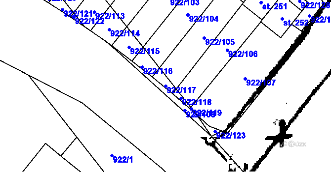 Parcela st. 922/117 v KÚ Libčeves, Katastrální mapa