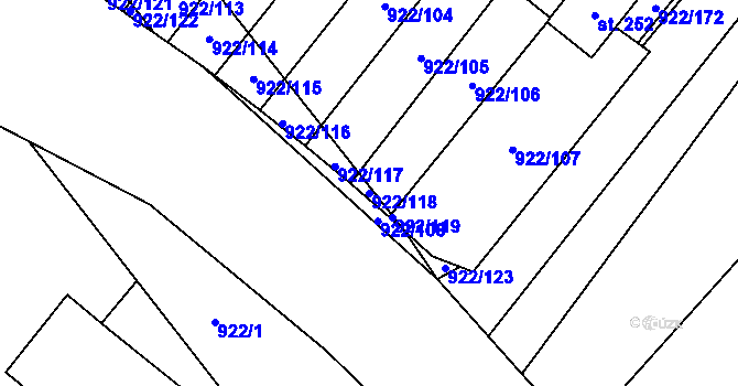 Parcela st. 922/118 v KÚ Libčeves, Katastrální mapa