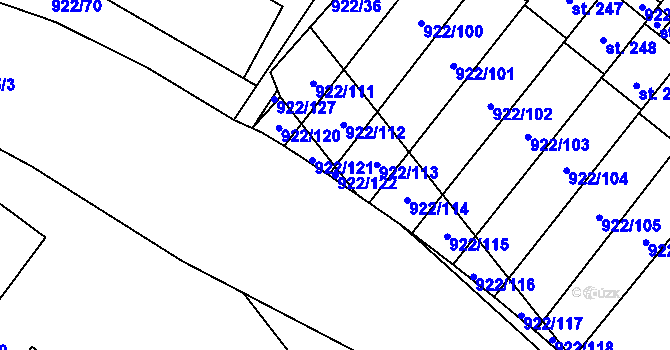 Parcela st. 922/122 v KÚ Libčeves, Katastrální mapa