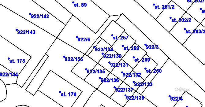 Parcela st. 922/130 v KÚ Libčeves, Katastrální mapa