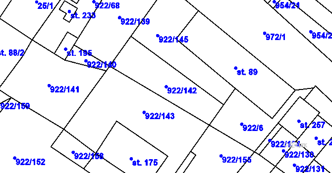 Parcela st. 922/142 v KÚ Libčeves, Katastrální mapa