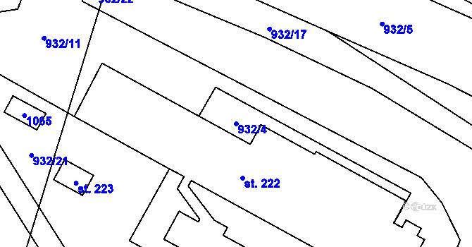 Parcela st. 932/4 v KÚ Libčeves, Katastrální mapa