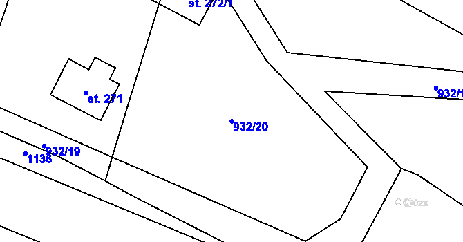 Parcela st. 932/20 v KÚ Libčeves, Katastrální mapa