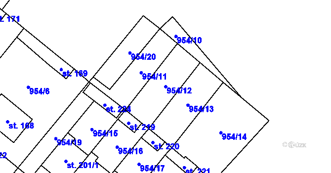 Parcela st. 954/12 v KÚ Libčeves, Katastrální mapa