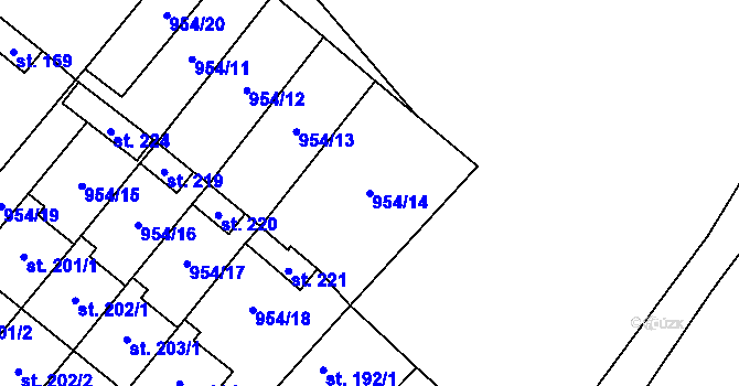 Parcela st. 954/14 v KÚ Libčeves, Katastrální mapa