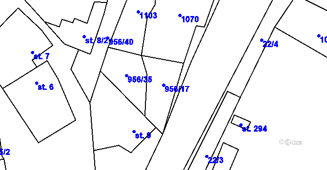 Parcela st. 956/17 v KÚ Libčeves, Katastrální mapa