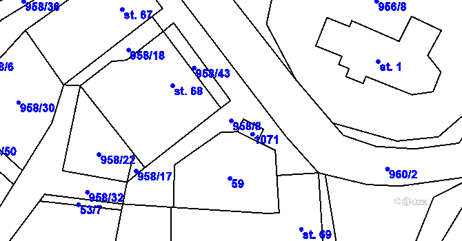 Parcela st. 958/8 v KÚ Libčeves, Katastrální mapa