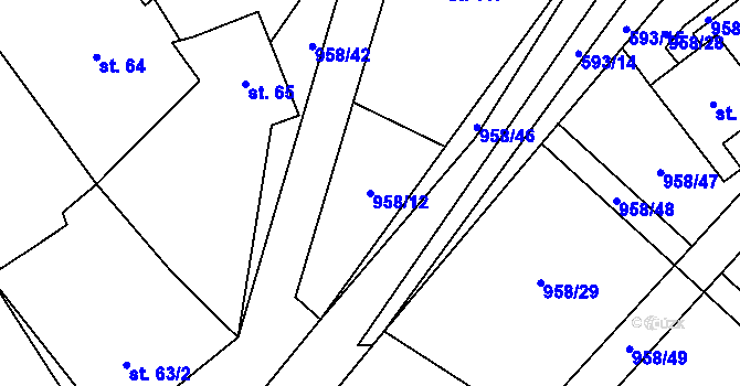 Parcela st. 958/12 v KÚ Libčeves, Katastrální mapa
