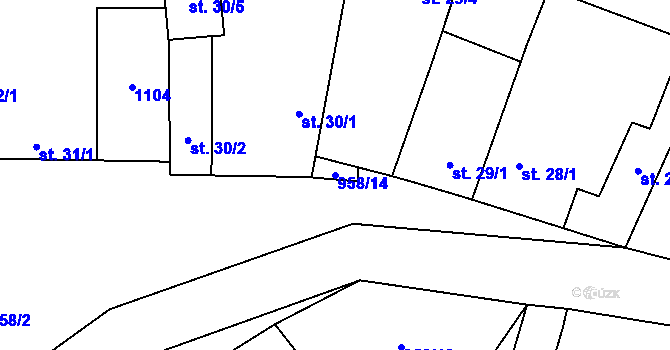 Parcela st. 958/14 v KÚ Libčeves, Katastrální mapa