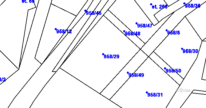 Parcela st. 958/29 v KÚ Libčeves, Katastrální mapa