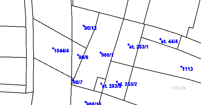 Parcela st. 966/1 v KÚ Libčeves, Katastrální mapa