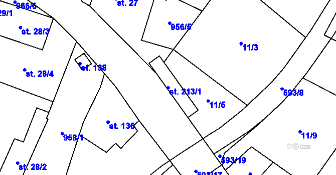 Parcela st. 213/1 v KÚ Libčeves, Katastrální mapa