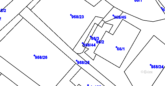 Parcela st. 958/44 v KÚ Libčeves, Katastrální mapa