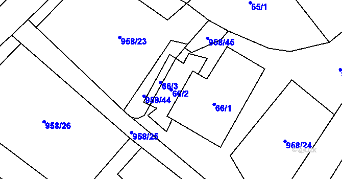 Parcela st. 66/2 v KÚ Libčeves, Katastrální mapa