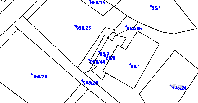 Parcela st. 66/3 v KÚ Libčeves, Katastrální mapa