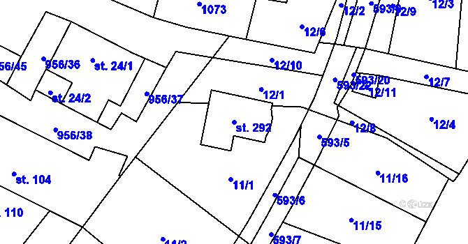 Parcela st. 292 v KÚ Libčeves, Katastrální mapa
