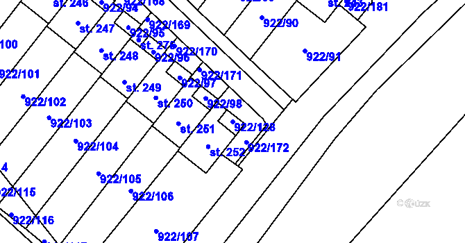 Parcela st. 922/128 v KÚ Libčeves, Katastrální mapa