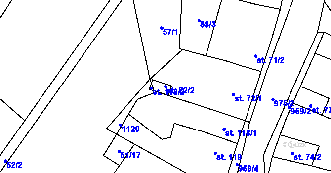 Parcela st. 72/2 v KÚ Libčeves, Katastrální mapa