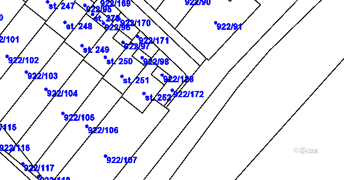 Parcela st. 922/172 v KÚ Libčeves, Katastrální mapa