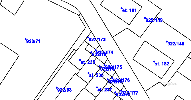 Parcela st. 922/174 v KÚ Libčeves, Katastrální mapa
