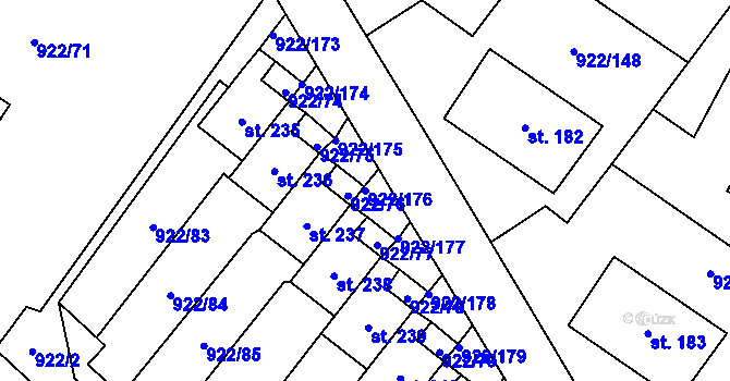 Parcela st. 922/176 v KÚ Libčeves, Katastrální mapa