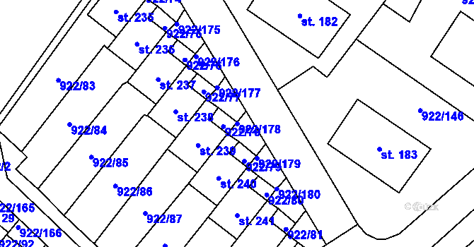 Parcela st. 922/178 v KÚ Libčeves, Katastrální mapa