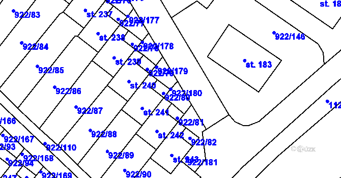 Parcela st. 922/180 v KÚ Libčeves, Katastrální mapa