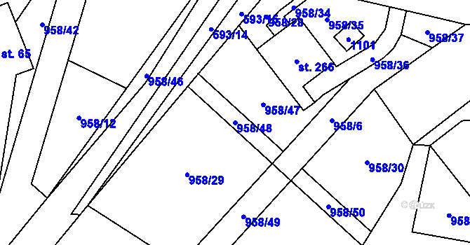 Parcela st. 958/48 v KÚ Libčeves, Katastrální mapa