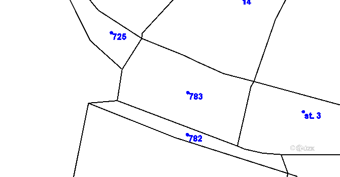Parcela st. 13/3 v KÚ Řisuty u Libčevsi, Katastrální mapa