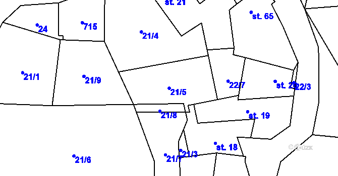 Parcela st. 21/5 v KÚ Řisuty u Libčevsi, Katastrální mapa