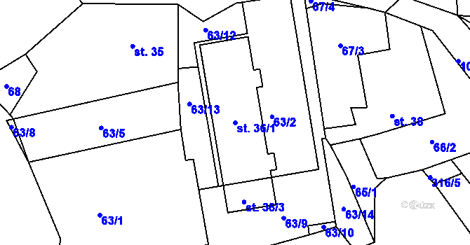 Parcela st. 36/1 v KÚ Libčice, Katastrální mapa